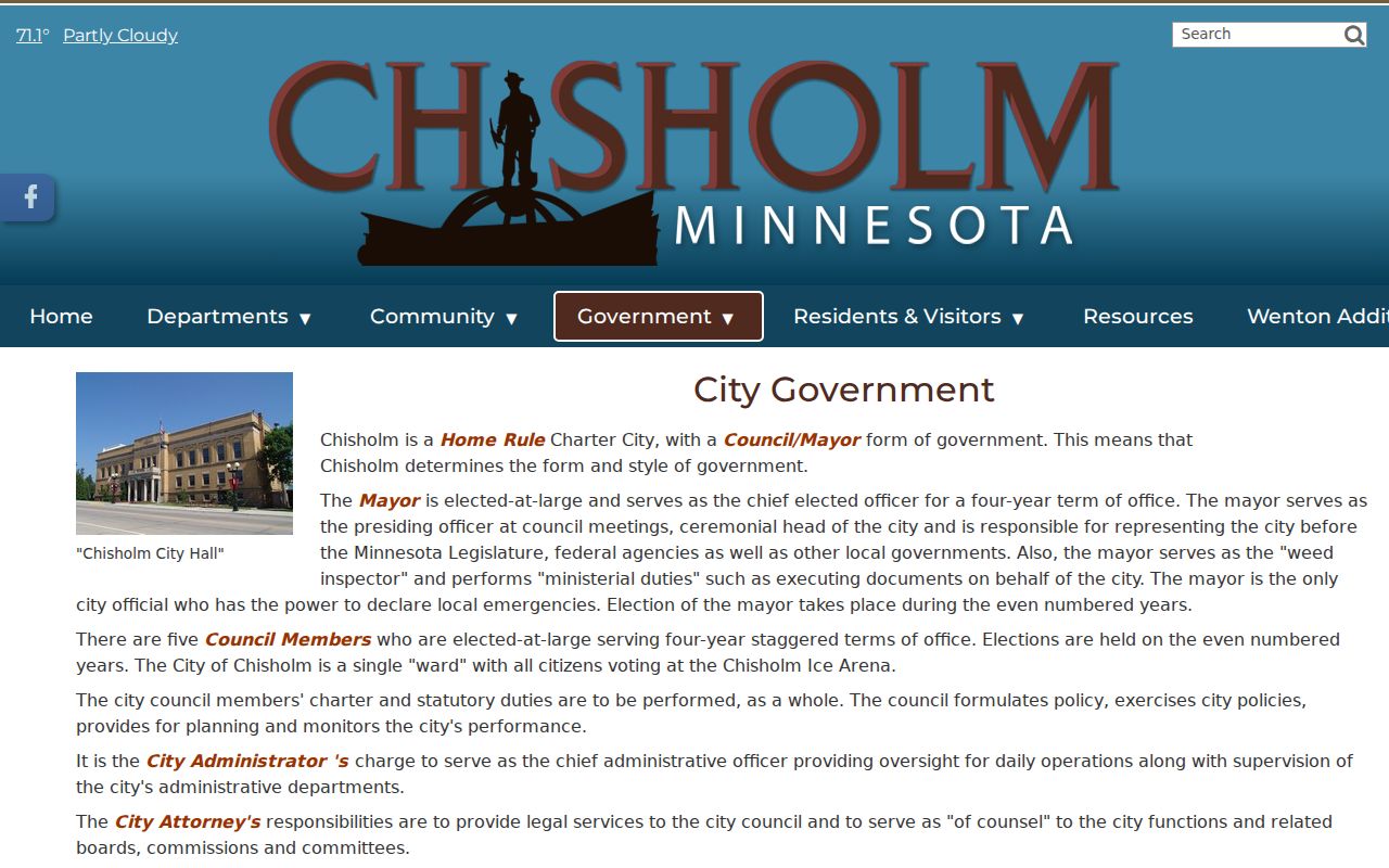 Chisholm City Clerk official page