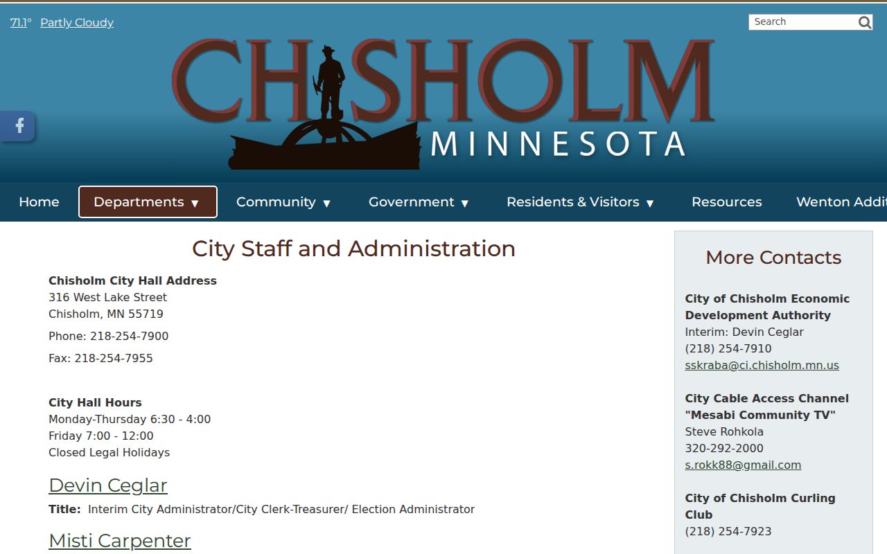 Chisholm staff official page