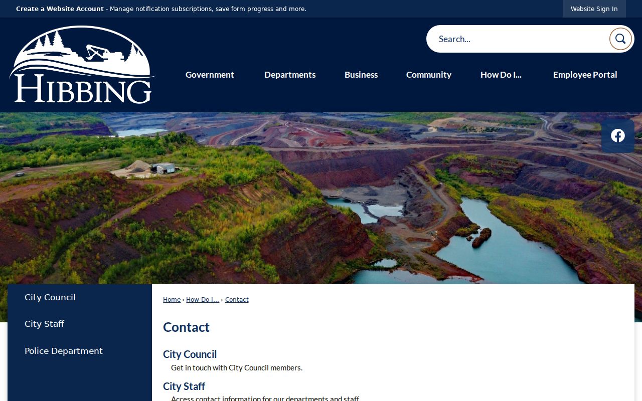 Hibbing city contact official page