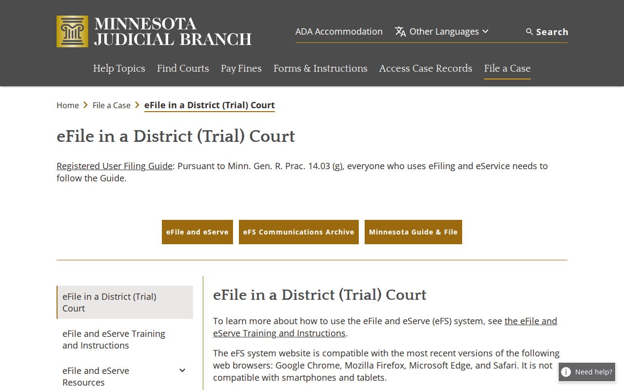 St. Louis County civil docket source image for Minnesota District Trial Court filing access