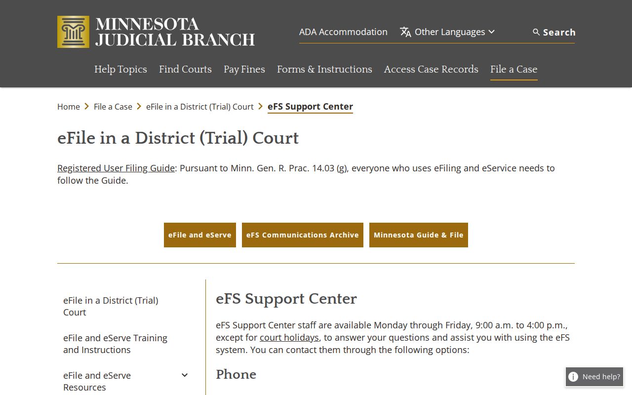 St. Louis County civil docket source image for Minnesota eFS support