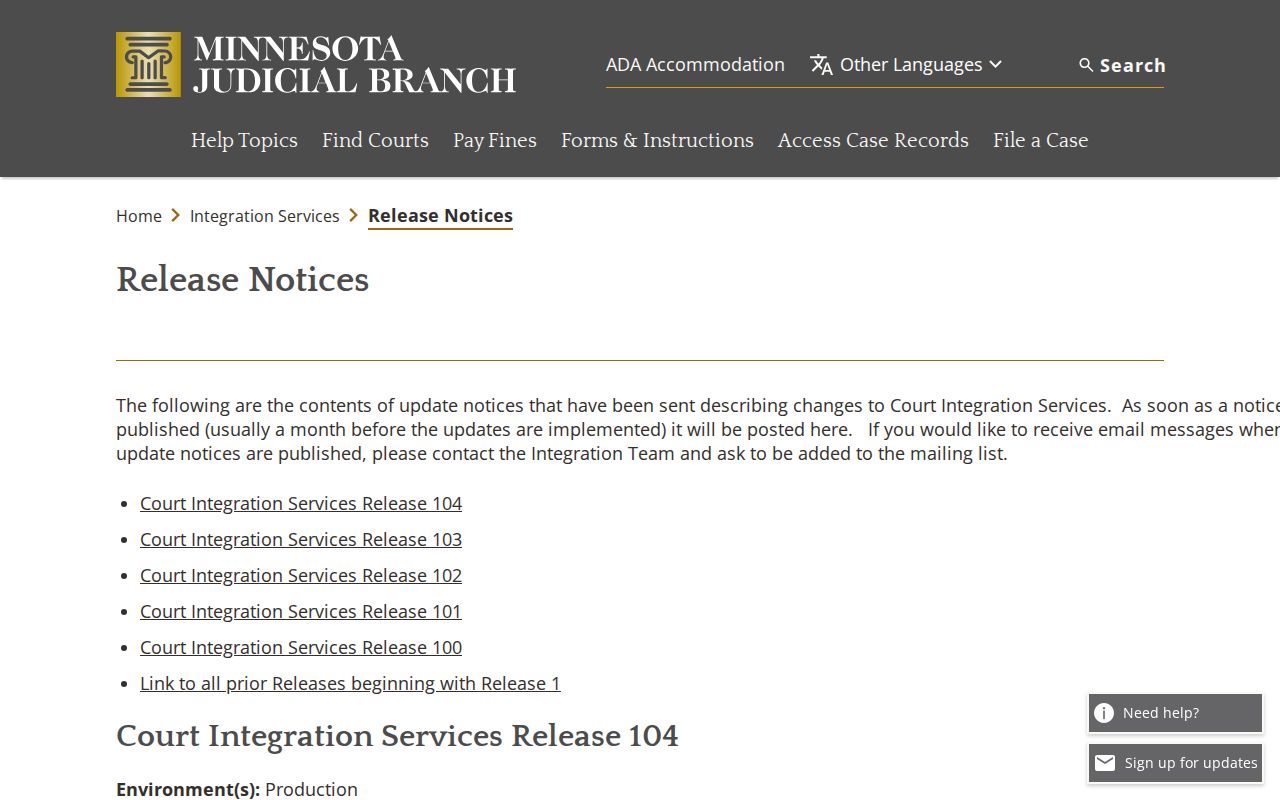 St. Louis County court calendar source image for Minnesota Judicial Branch release notifications