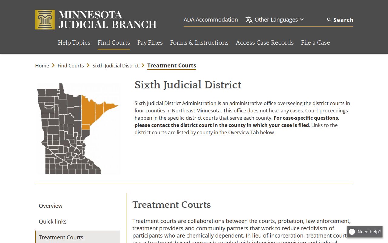 St. Louis County court calendar source image for Sixth District treatment courts