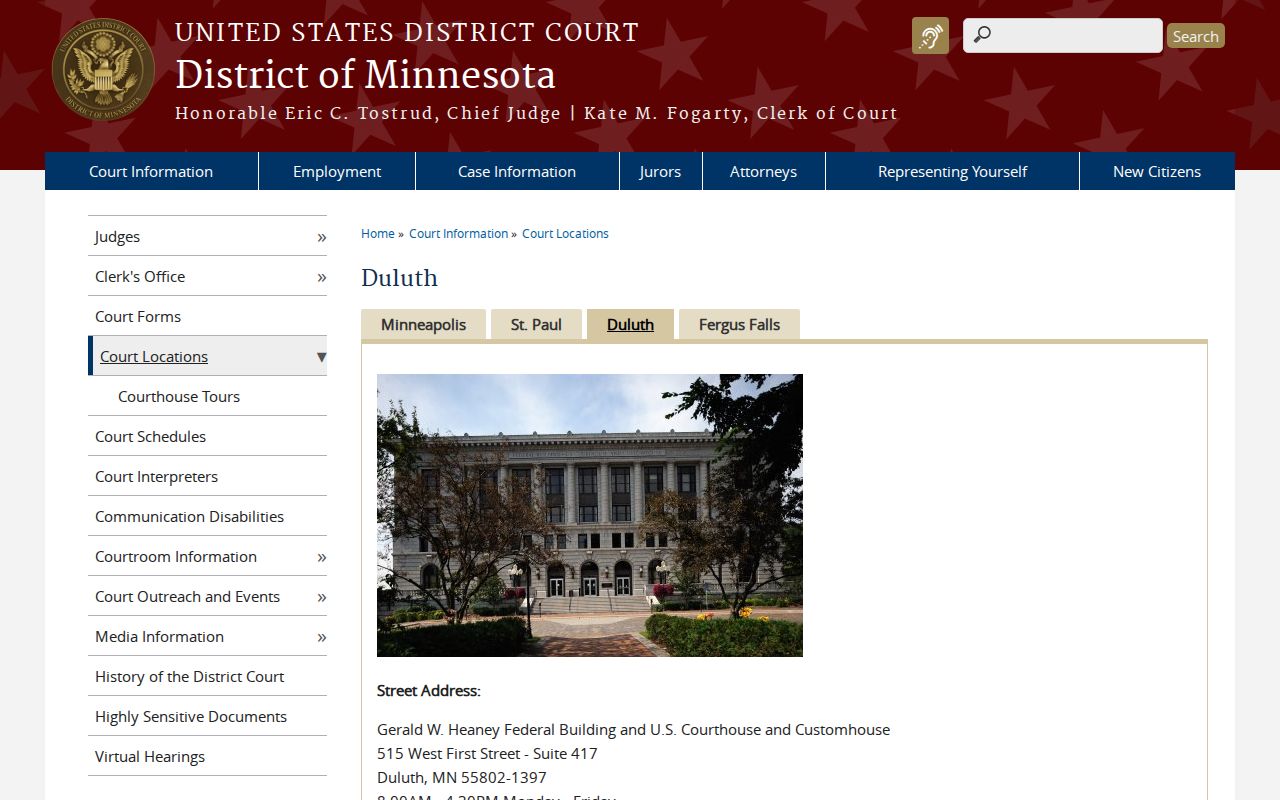 St. Louis County court record search and Duluth federal court source