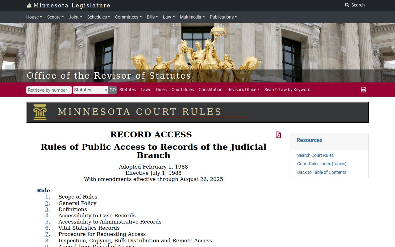 St. Louis County court docket Minnesota public-access rules resource