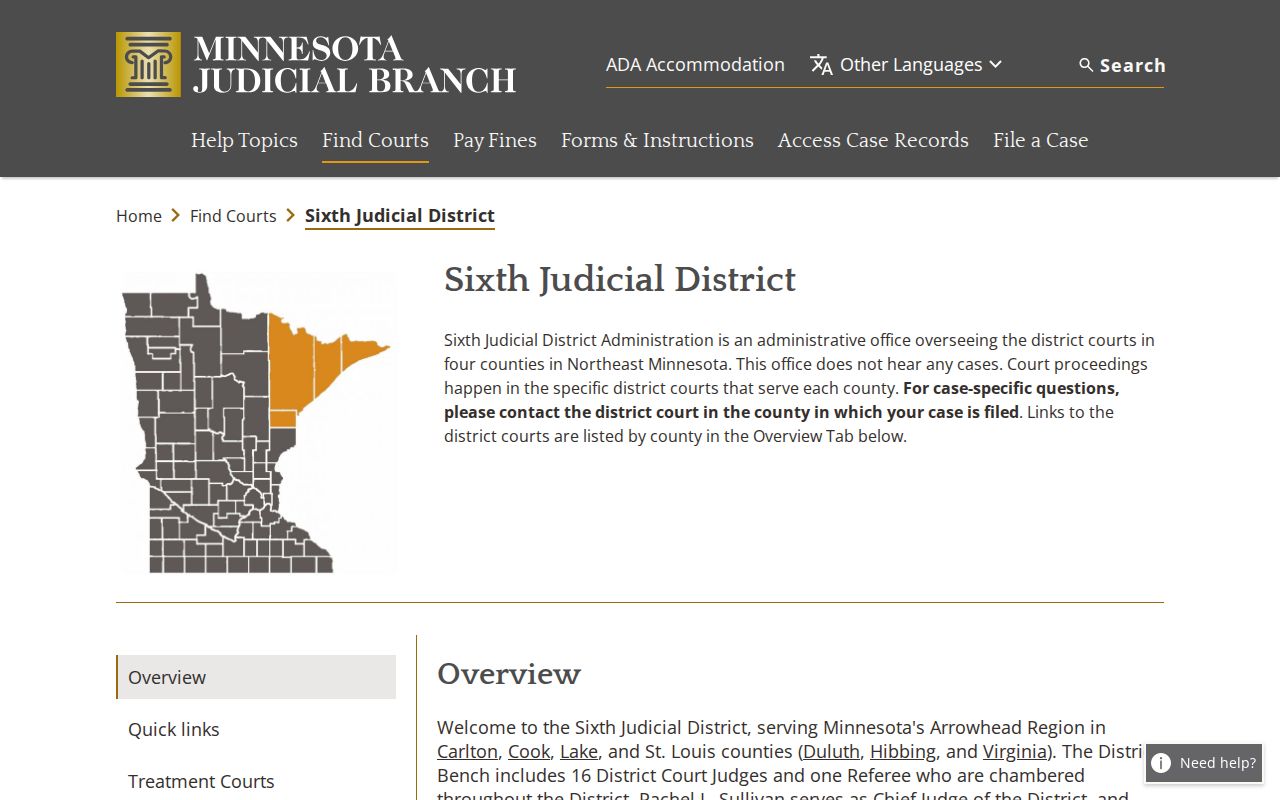St. Louis County court docket Sixth Judicial District calendar resource