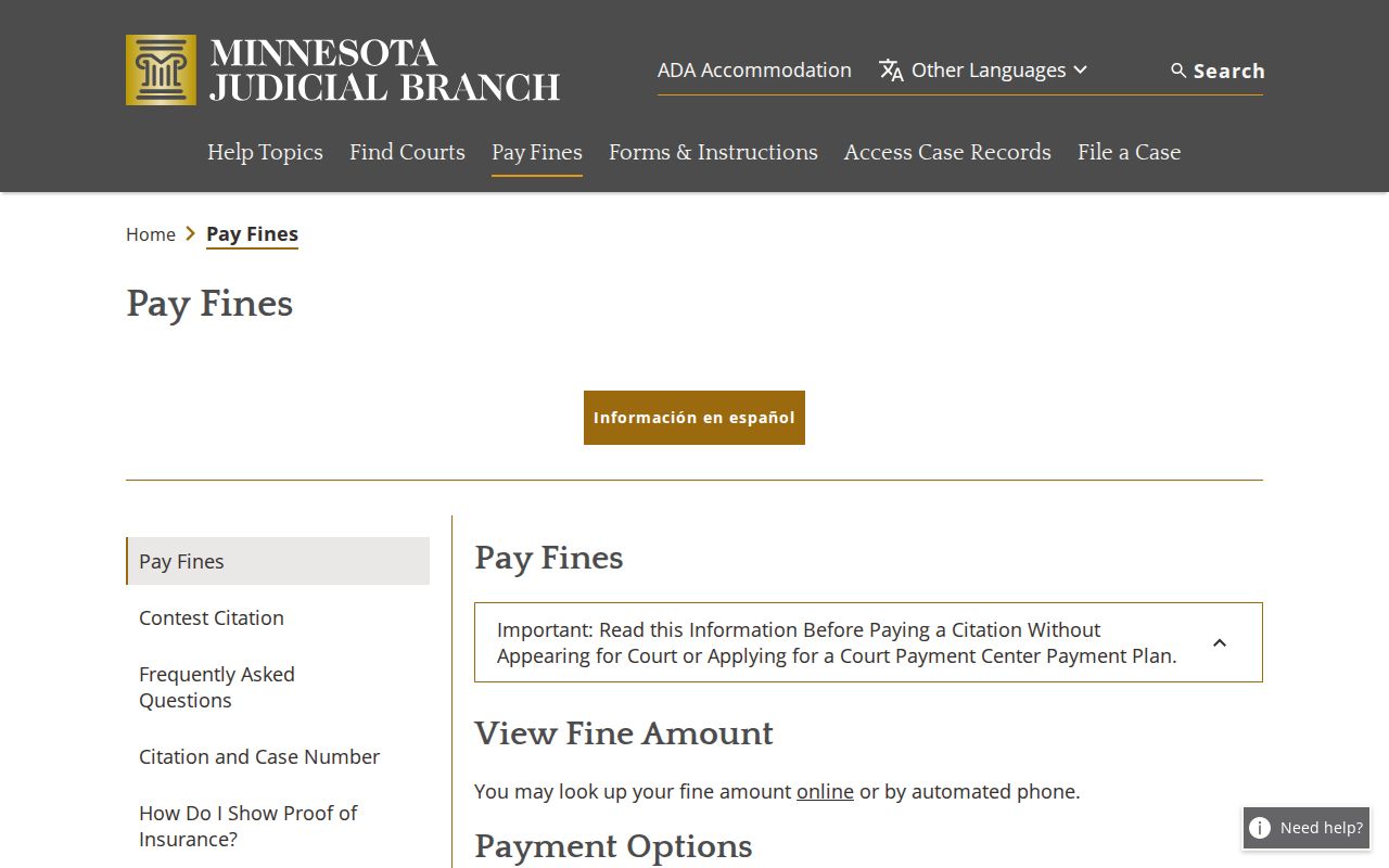 St. Louis County traffic ticket payment information from Minnesota courts