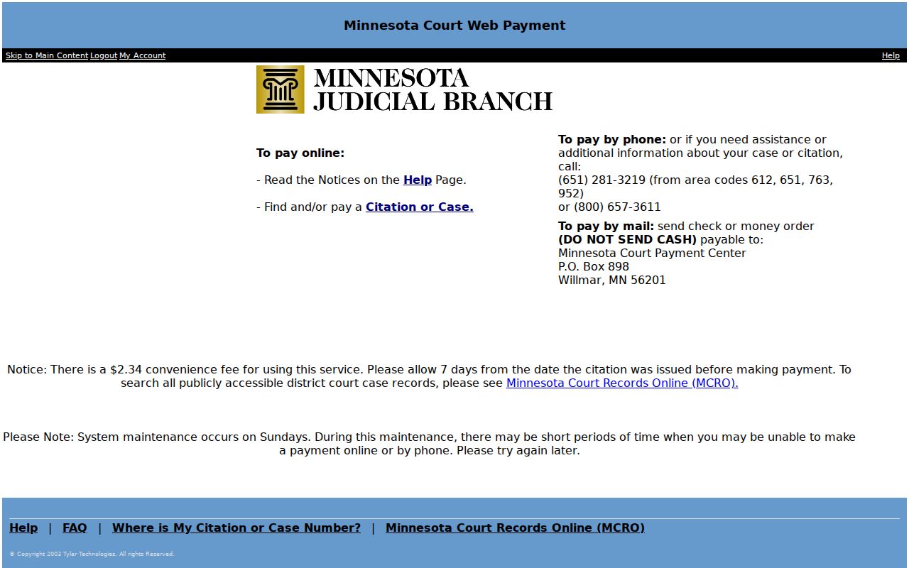 St. Louis County traffic ticket lookup through Minnesota Court WebPay